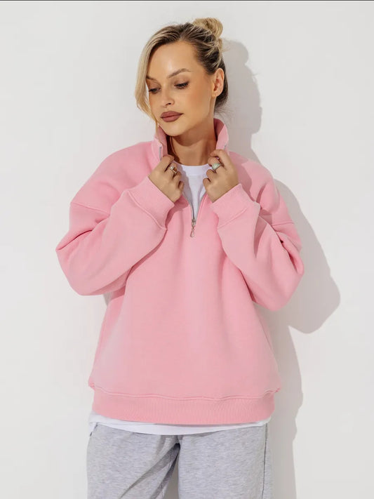 Felpa con cappuccio e con cerniera in tinta unita