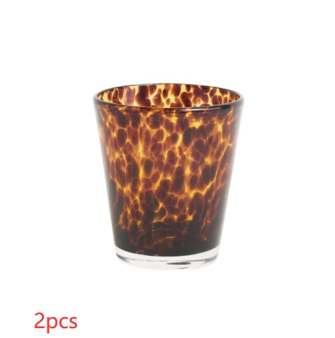 Bicchiere d'acqua in cristallo leopardato vintage hipster