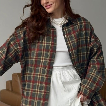 Camicia a maniche lunghe versatile, casual in stile retrò