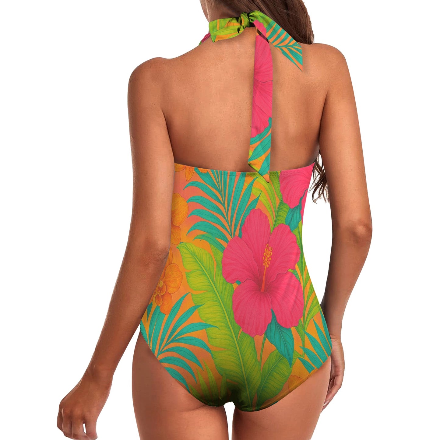 Costume da bagno da donna con scollo a V e arricciatura