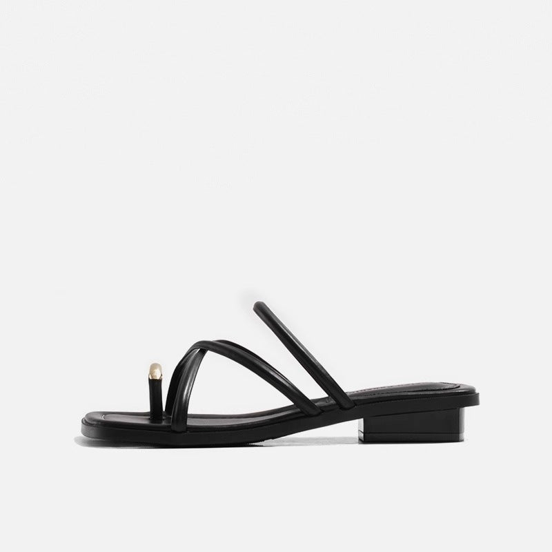 Ciabatte casual a punta tonda in microfibra con suola in gomma