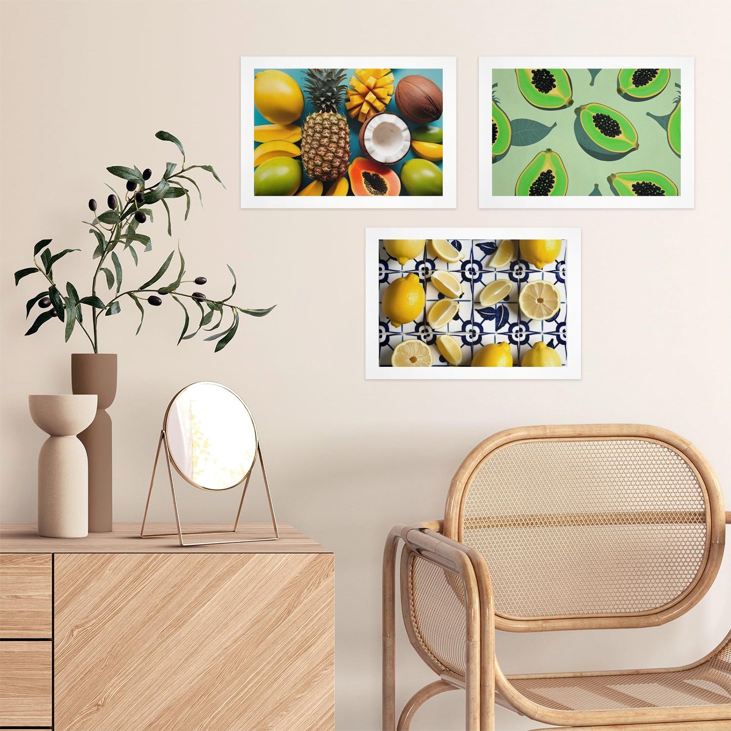 Trittico Artistico, stampa su tela "Natura in Tavola"