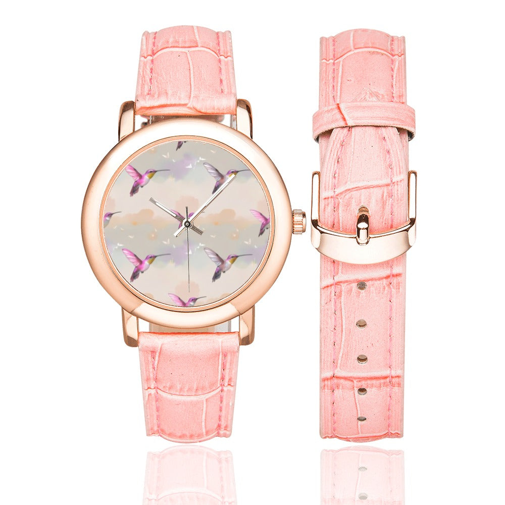 Orologio da donna con cinturino in pelle placcato oro rosa