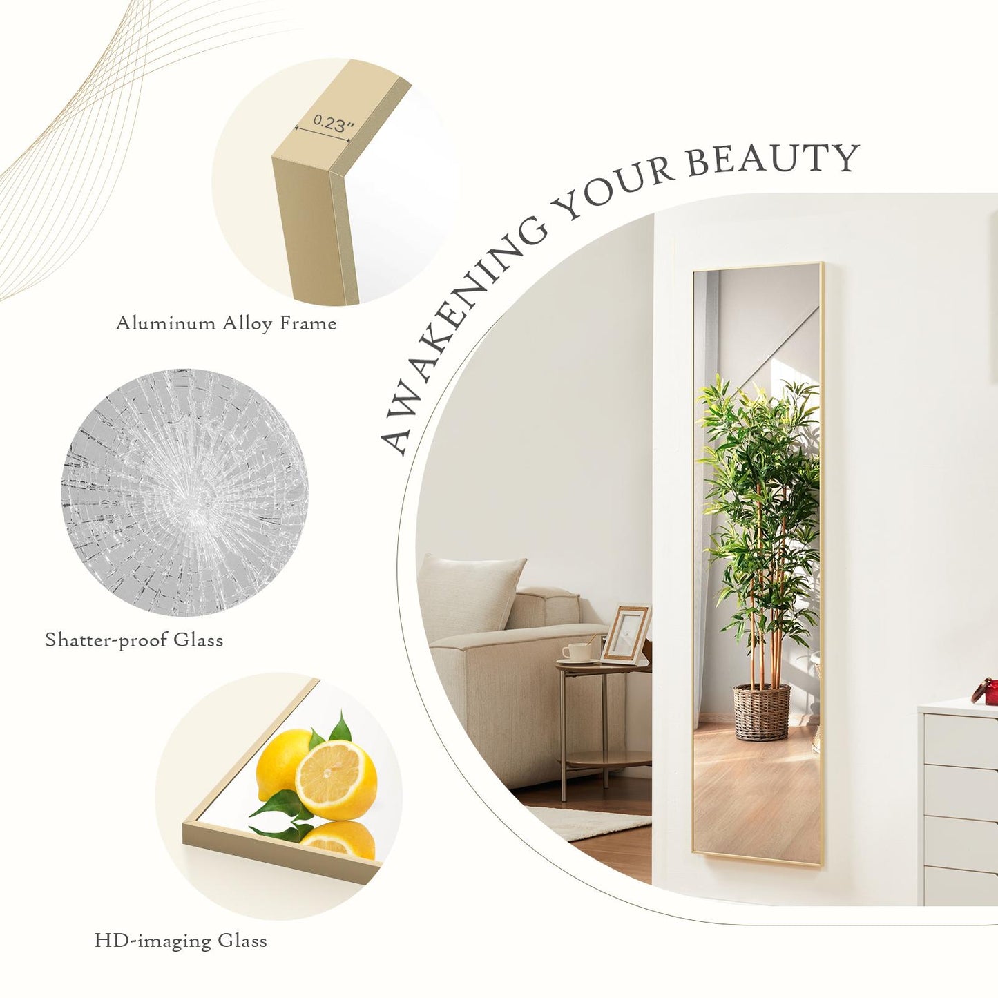 Specchio a figura intera, rettangolare da terra o da parete