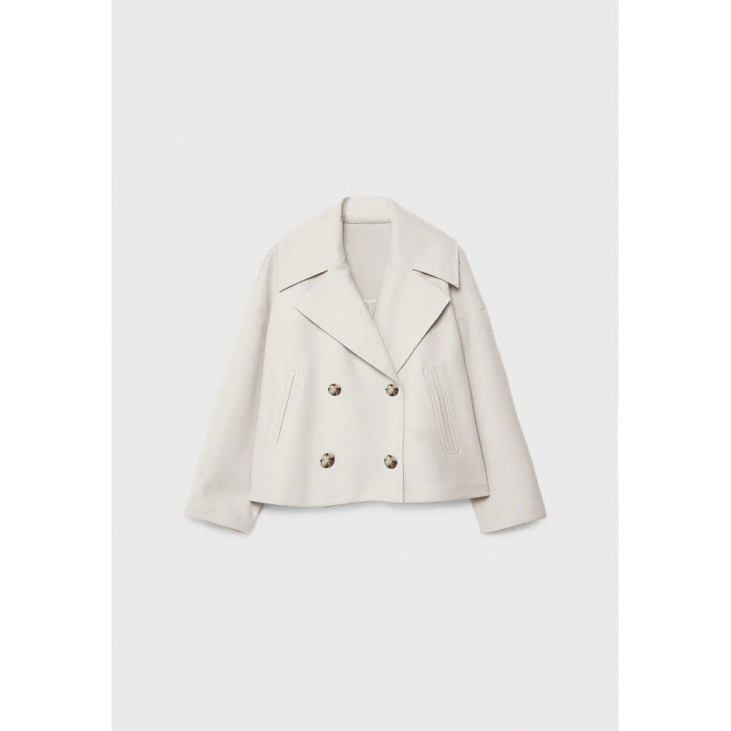 Giacca blazer doppiopetto in lana con revers