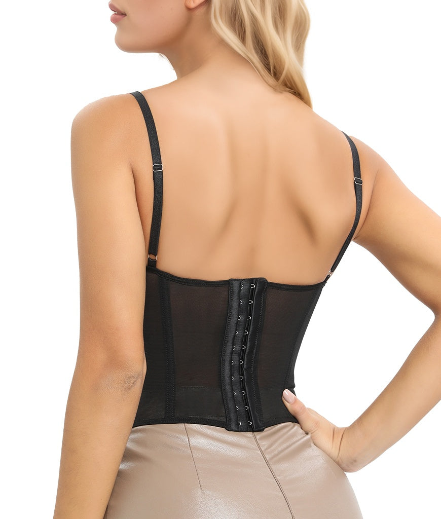 Top con corsetto bustier in pizzo con cinturino regolabile