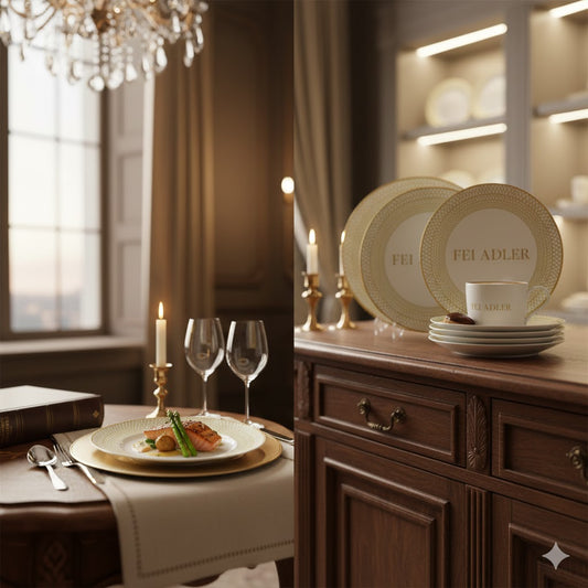 “Piatto Corona Dorata in ceramica – FEI ADLER Luxury Tableware”